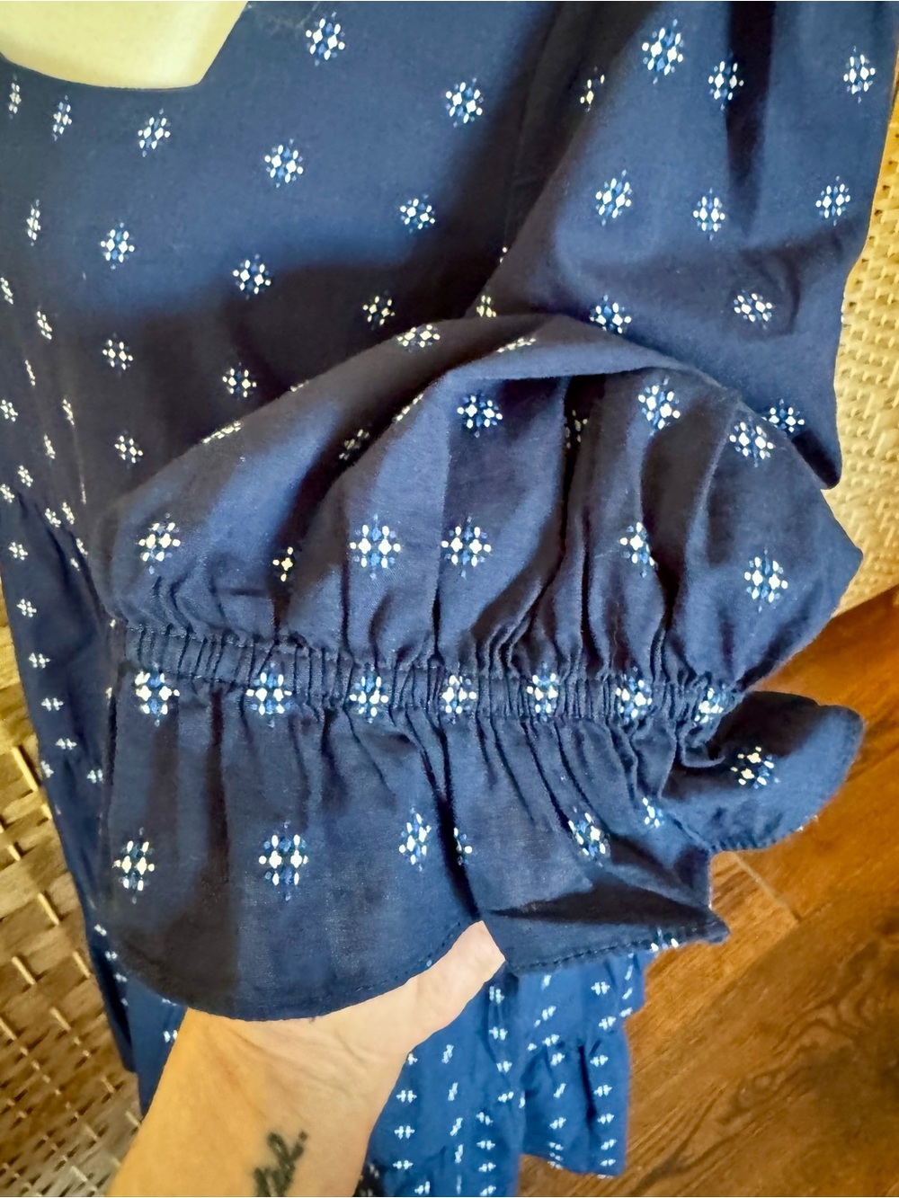 Madewell Navy Blue Polka Dot Tiered Square-Neck Dress - Picture 5 of 14